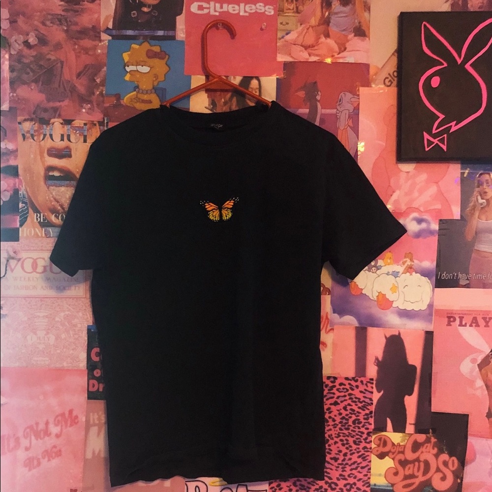 Brandy Melville Black Butterfly shirt